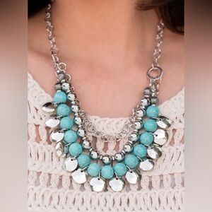 Silver and Turquoise Statement Necklace - Fashion Jewelry